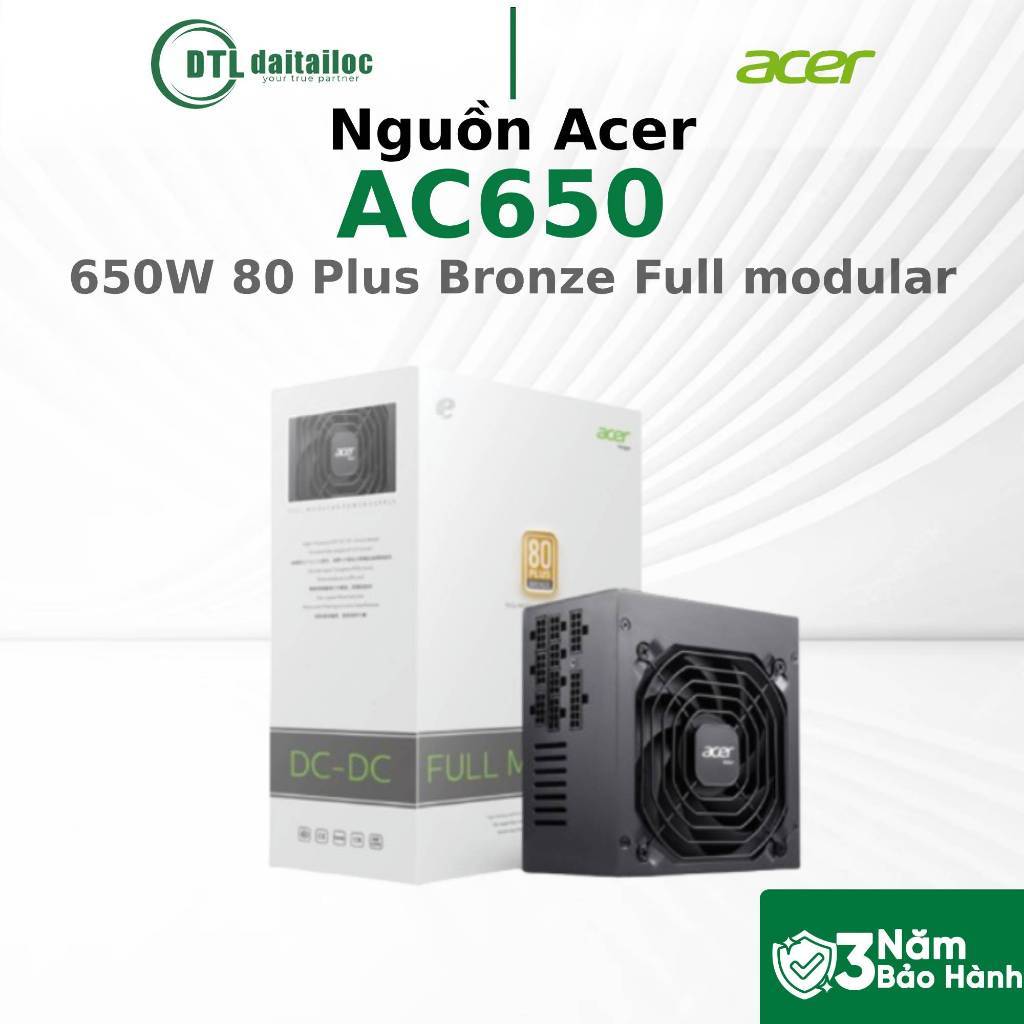 Nguồn Acer AC650 650W 80 Plus Bronze Full modular | Chính Hãng | Bảo Hành 36 Tháng