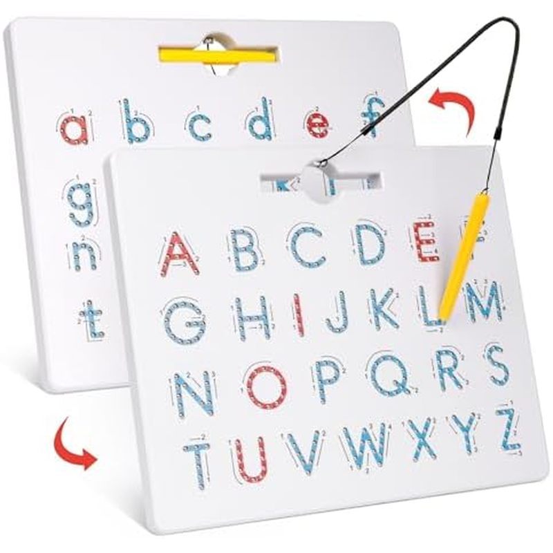 GAMENOTE Double Sided Magnetic Letter Board - 2 in 1 Alphabet Magnets Tracing Board for Toddlers ABC