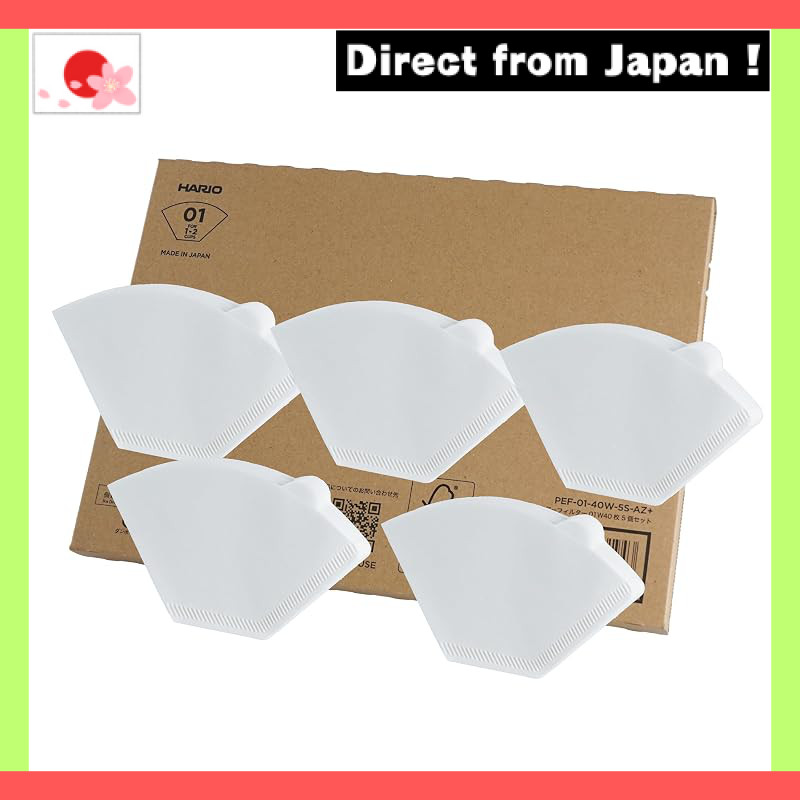 HARIO Trapezoid Coffee Filter for 1-2 Cups, 200 Sheets (Set of 5 packs of 40 sheets each), Made in J
