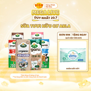 Sữa Tươi Hữu Cơ Arla Organic Đan Mạch 200m l- Full cream,Dâu,socola, A2, Hộp Giấy - Chuẩn EU _Ichimall
