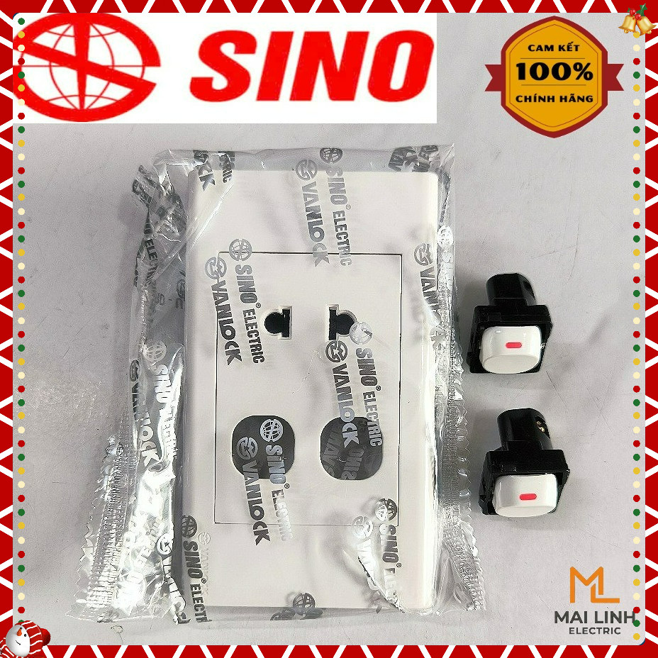 Mặt công tắc ổ cắm điện âm (nổi) tường SINO - Mặt 1 cổ cắm 2 công tắc - Công tắc 1 chiều -2 Chiều -H