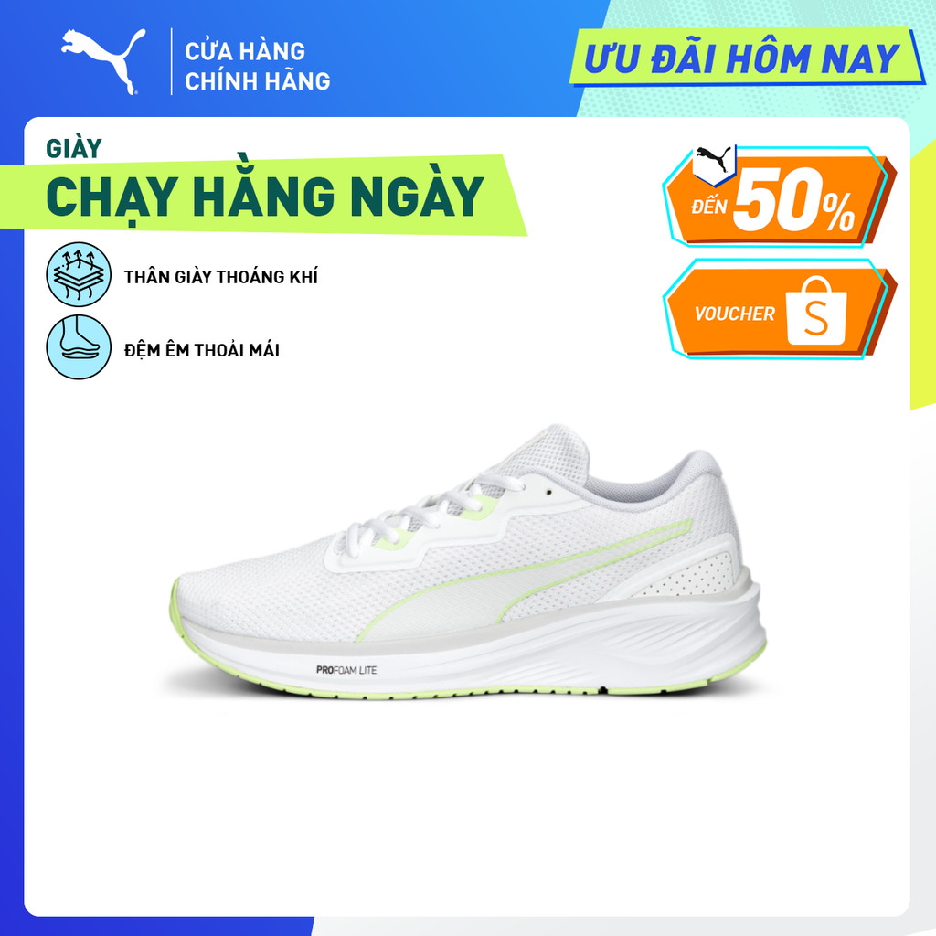 Giày Chạy Bộ PUMA Unisex Aviator Profoam Sky Bright White-Fast Yellow Màu Trắng