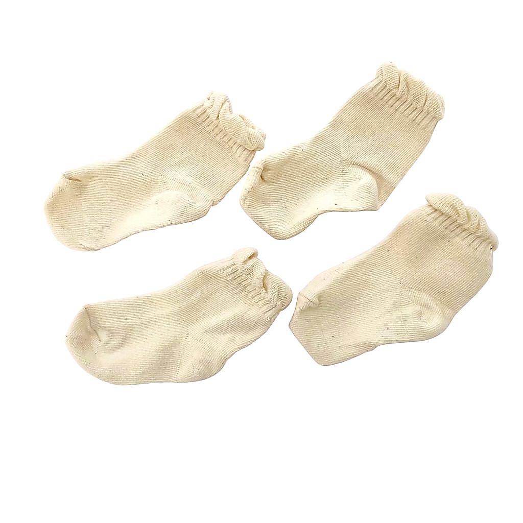 tất - [Pure Organic] Newborn Socks Set of 2 Organic Cotton Baby Socks Ivory Color Soft and Stretchab