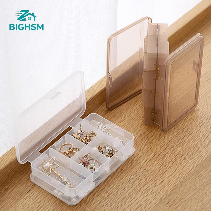 BIGHSM Trong Suốt Hai Lớp Nhựa Trang Sức Hộp Bảo Quản Đa Năng Tổ Chức Hộp Đựng Cho Kẹp Tóc Nelace Bô
