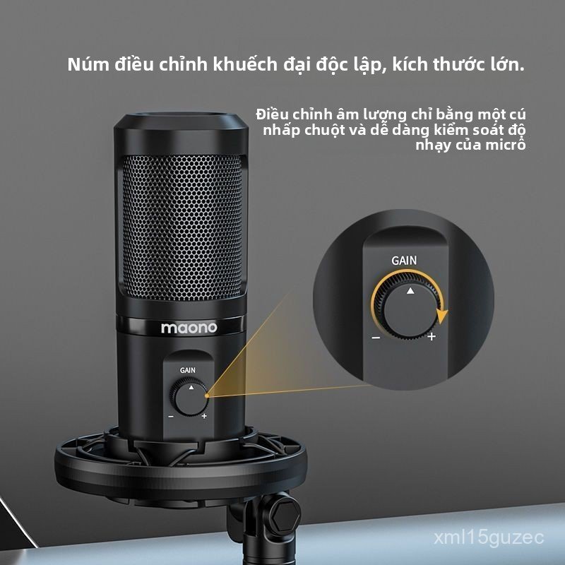Micro condenser USB Maono PM461 tích hợp sound card chuyên livestream thu âm lồng tiếng chống ồn tốt