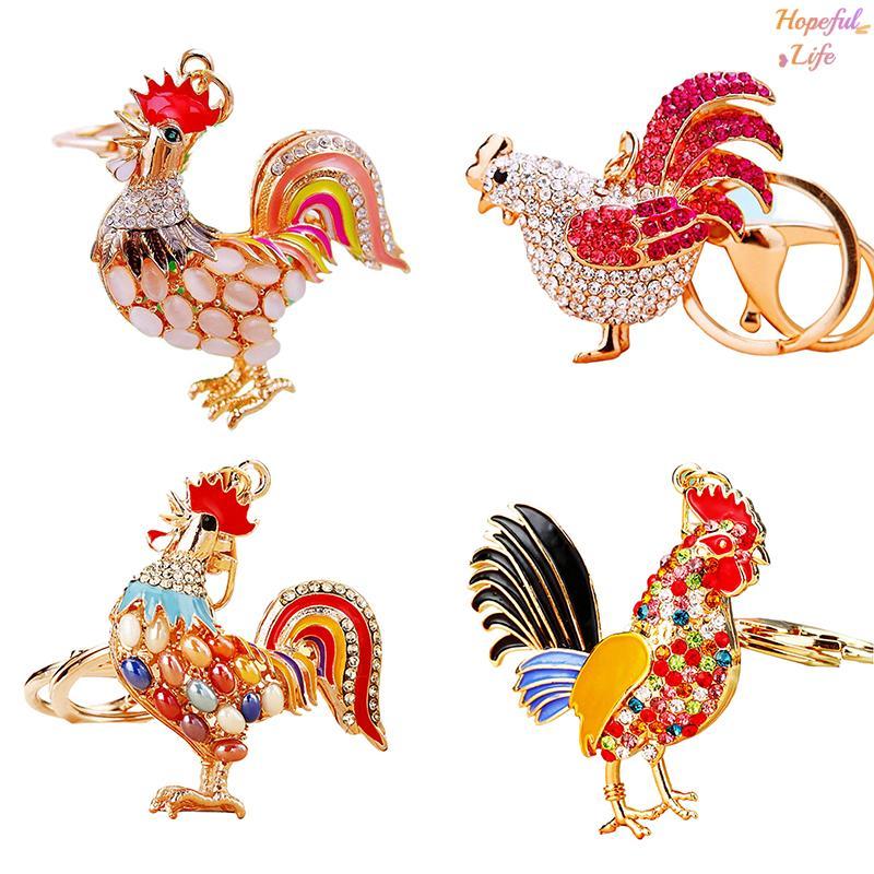 [HLS] Pretty Cute Opals Co Rooster Chien Móc Khóa Túi Pha Lê Mặt Dây Chuyền Kim Cương Giả Sang Trọng