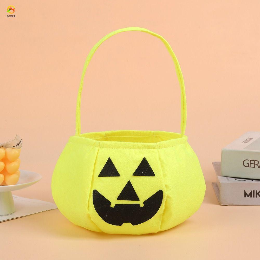 Túi đựng kẹo Halloween ECHOG, Túi xách Trick or Treat Pumpkin Candy Bucket, Vải không dệt sáng tạo G
