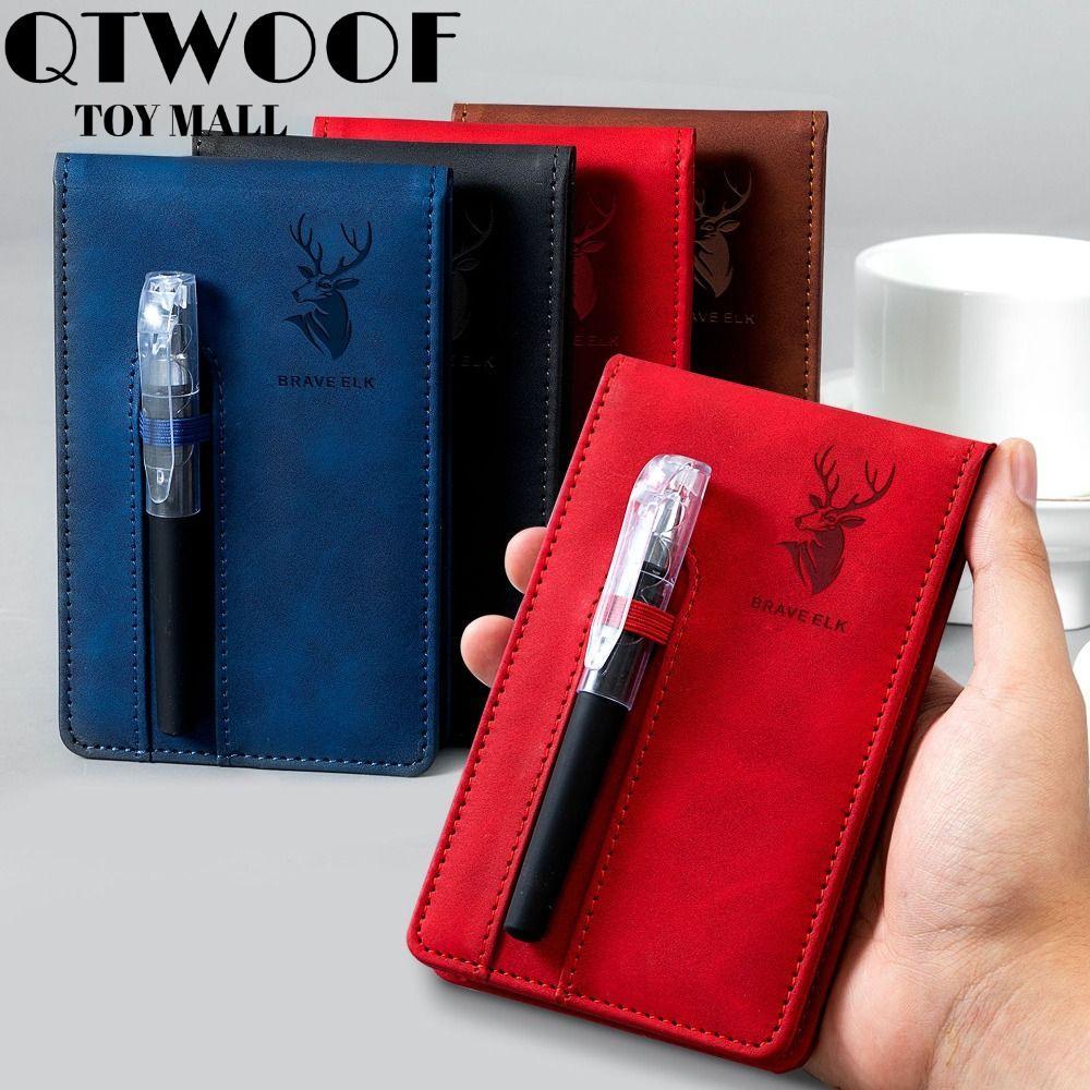 Sổ tay bỏ túi QTWOOF, Bao da ngang dòng A7 Notebook, Portbale A7 Planner Book School Office