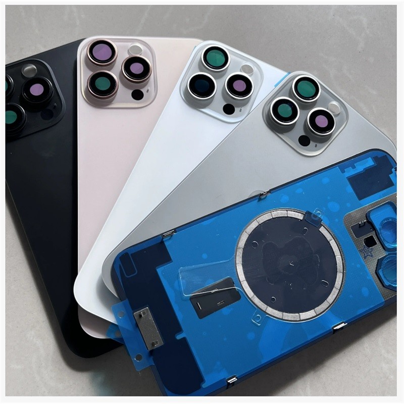 HEY ETHER Thay Thế Mặt Sau Pin Kính Có Ống Kính Camera Khung Nam Châm Cho iPhone 16 Pro / 16 Pro Max