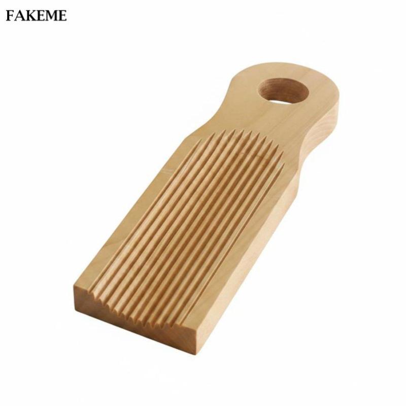 FAKEME Gnocchi Board Gỗ nguyên khối Ridged Pasta Board Dụng cụ nấu ăn Thiết kế thủ công Lâu trôi