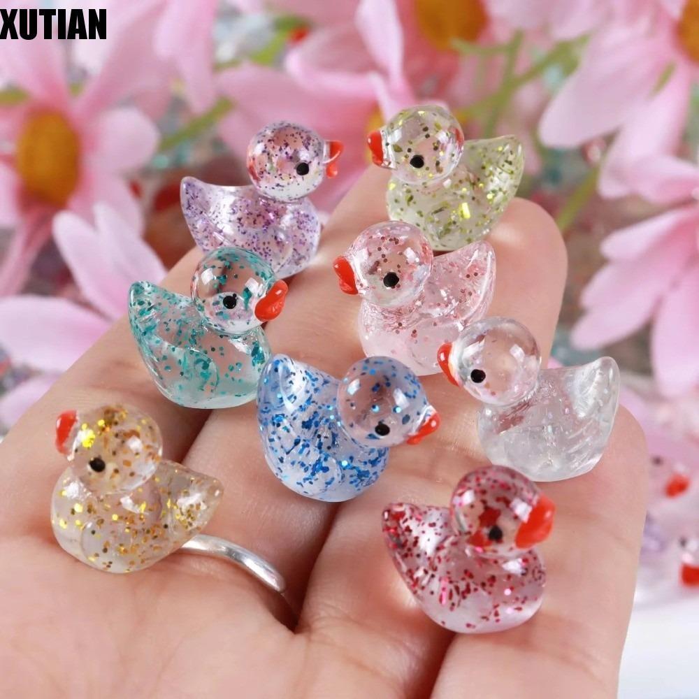 XUTIAN Nhựa Vịt Hình Đồ Chơi, Mini Nhỏ Dễ Thương Thu Nhỏ Vịt Trang Trí, Trang Trí Lấp Lánh Nhỏ Lấp L