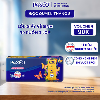[Mua 1 Tặng 1] Lốc Giấy Vệ Sinh PASEO Mềm Mịn Tan Nhanh Không Tắc Nghẽn An Toàn (3 Lớp)