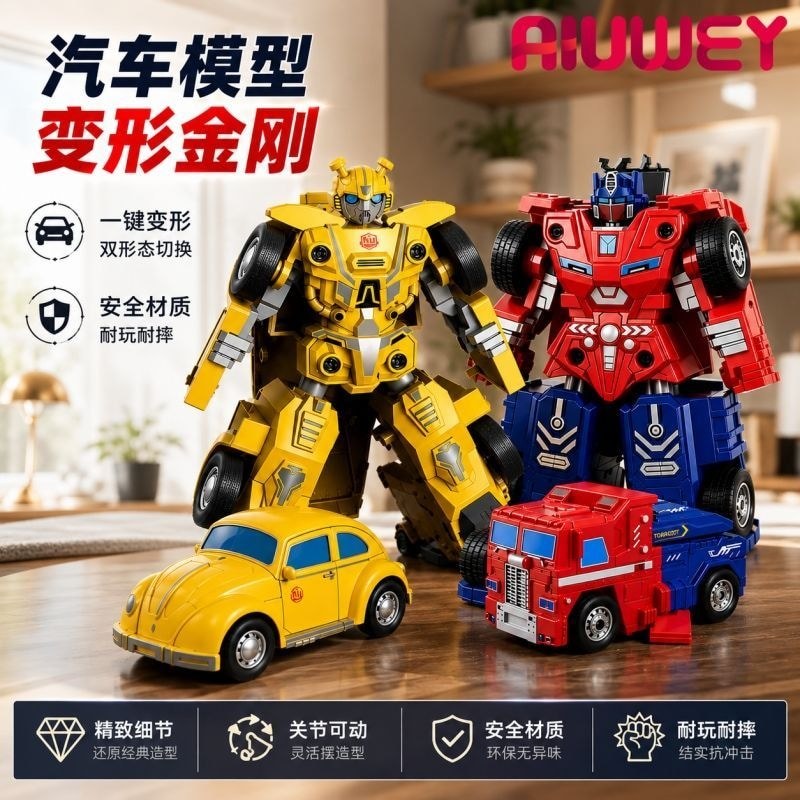 Quán Tính Xe Mô Hình Transformers Robot Retro Beetle Optimus Prime Model Transformers Mecha Nam Đồ C