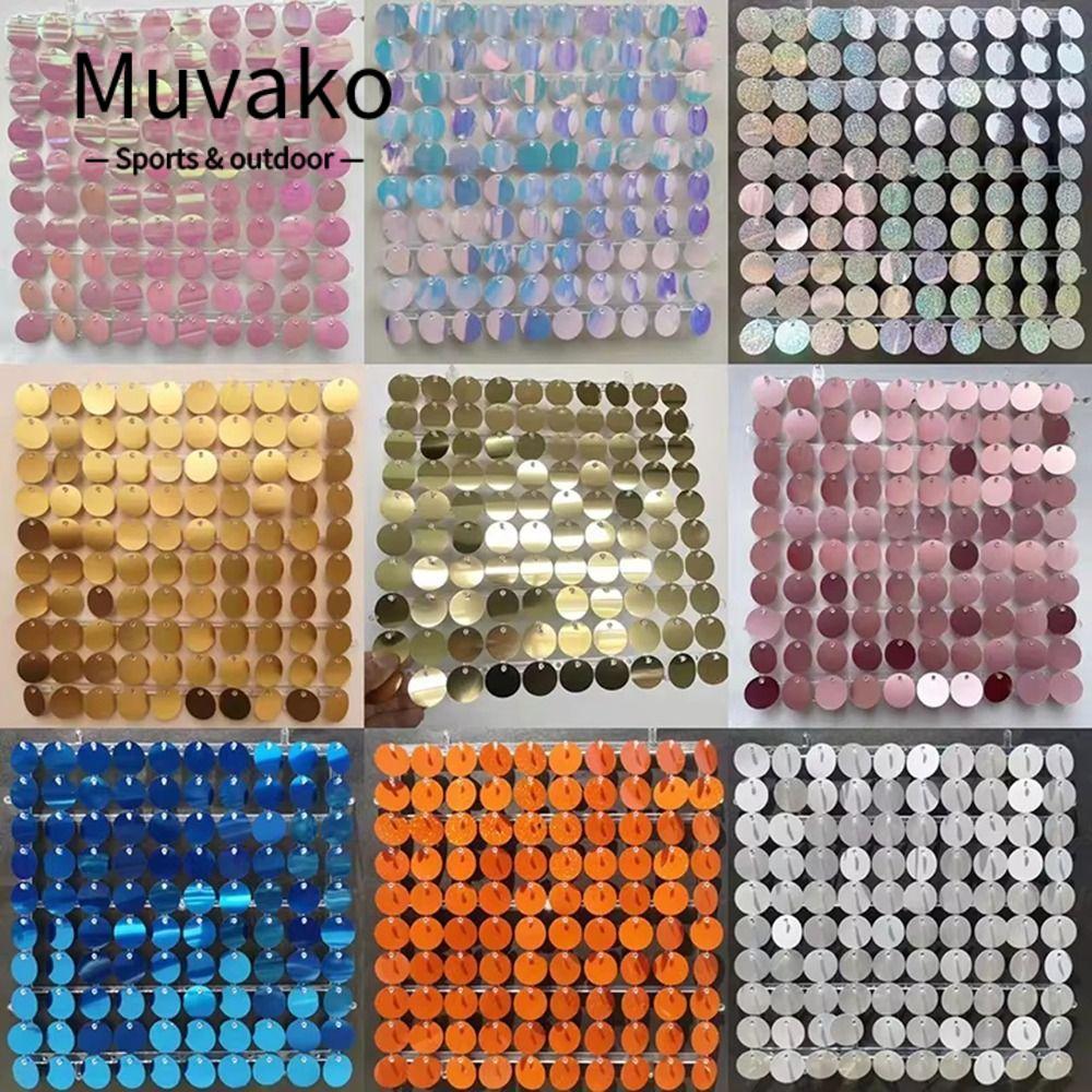 MUVAKO Sequin Panel Trang trí tường, Phông nền sequin tròn lấp lánh, Tấm trang trí phông nền màu vàn
