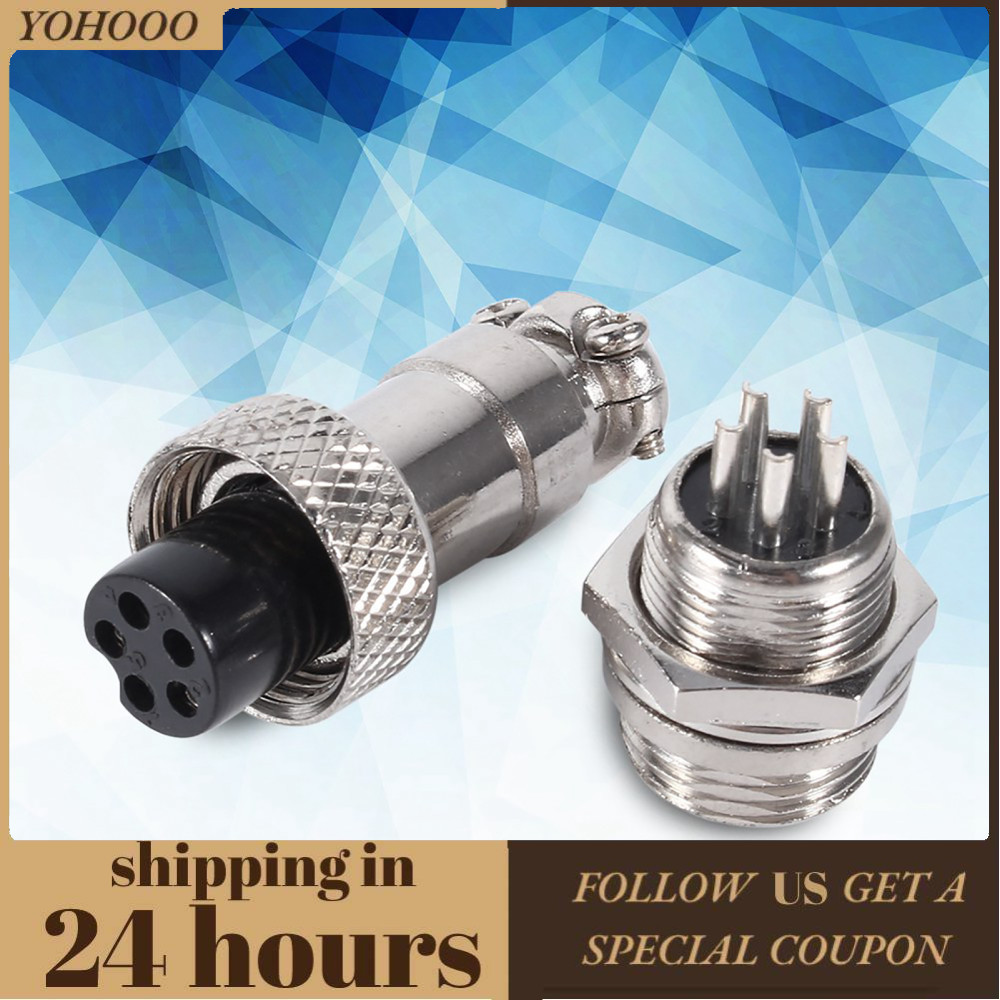Yohooo Yohooo 5 Pin Nam & Nữ Ổ Cắm Bảng Hàng Không Dây Kết Nối + 10 Bộ GX12 5Pin 12mm Cắm Kim Loại T