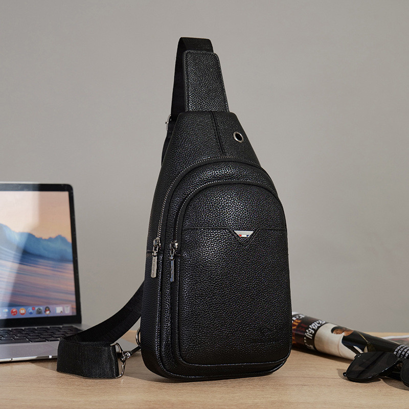 Casual Commuter All-Match Lychee Pattern Hợp Thời Trang Thoáng Mát Messenger Ngực Túi Đeo Vai Nam