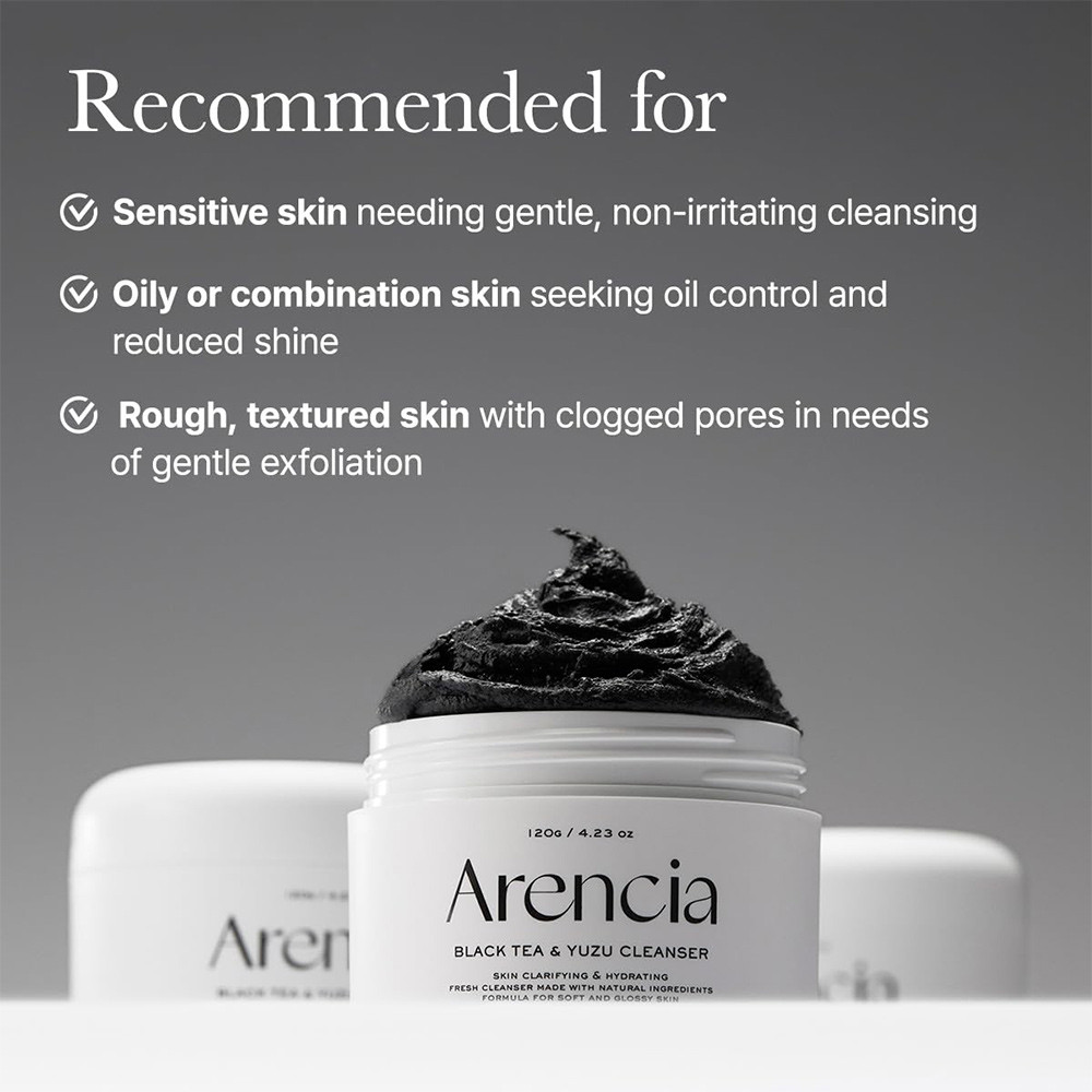 Arencia Black Tea Mide Mochi Cleanser — Creamy Black Tea Mask, Deep Pore Purification, For Dull Faci