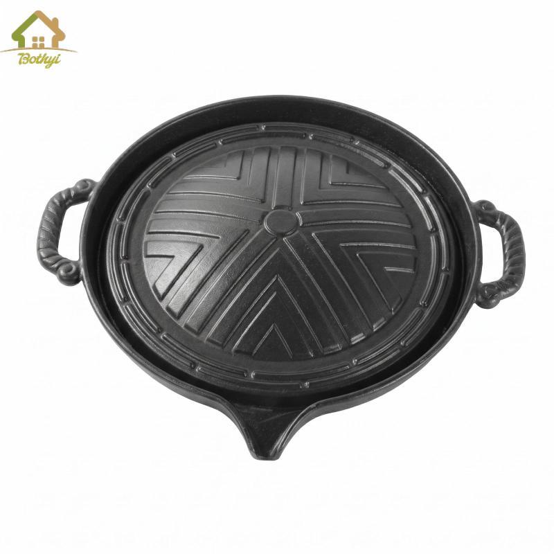 Bothyi Đen Gang Pan Matte Finish Gang Grill Pan Rót Lip Arched