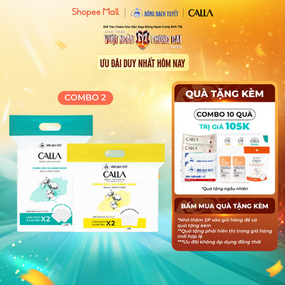 Combo 2 Túi Bông tẩy trang làm sạch da Bông Bạch Tuyết Calla Sạch Sâu & Mềm Mịn 1Kg (1Kg/túi)