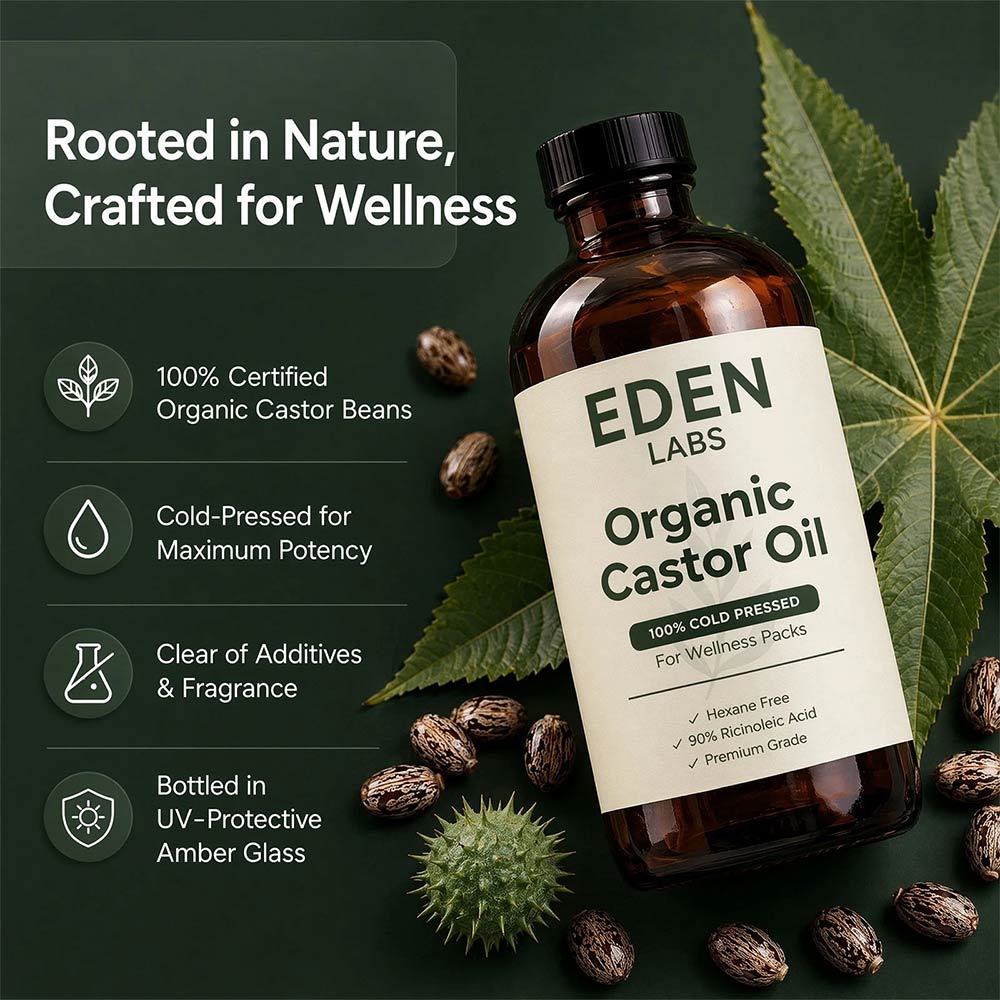 Eden Labs Organic Castor Oil | additive-free nourishing body and hair oil
