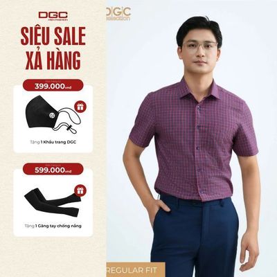 Áo sơ mi ngắn tay DGC Dáng suông Regular, Phong Cách Trẻ Trung, Chất Vải Mềm Nhẹ - SASNBE64M