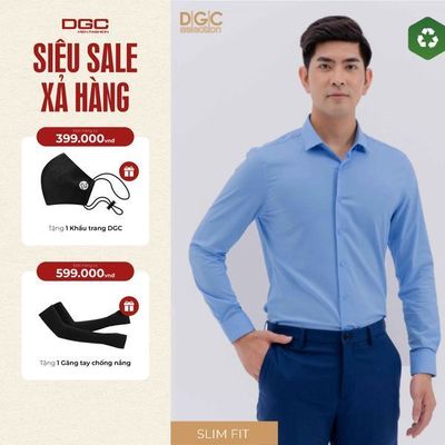 Áo sơ mi dài tay nam DGC Dáng ôm Slim Fit, Chất vải Thoáng Mát kháng khuẩn - SASDBC17M