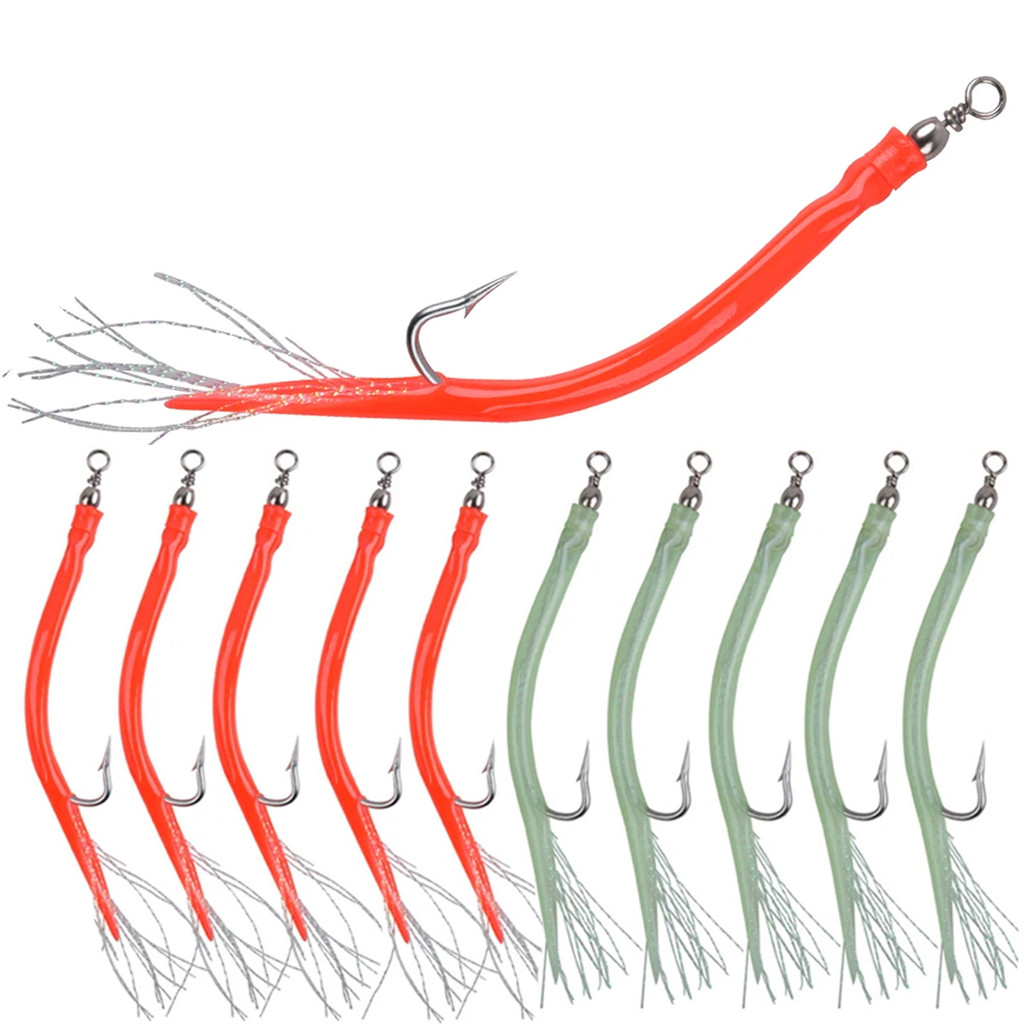 [Giảm giá thanh lý] 5 Cái CodfishFishing Eel Tube Jig mồi shank offset Hook Barbed cho Octopus Hook