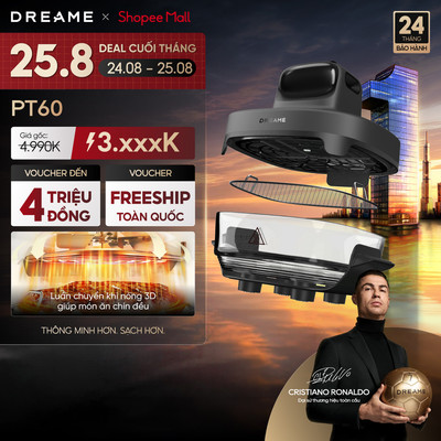 Dreame PT60 Nồi chiên không dầu 2 lòng nồi | Vệ sinh dễ dàng | Không lớp phủ chống dính | BH 1 đổi 1 trong 24 tháng
