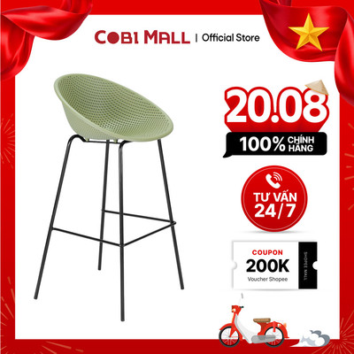 Ghế Bar Nhựa Cao Cấp Comfy Cobihome – Ghế Bar Lưng Cong Hiện Đại, Chân Sắt Chắc Chắn