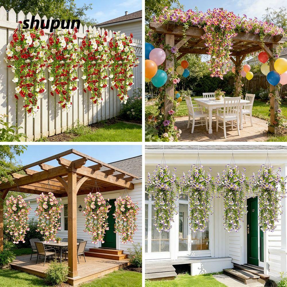 SHUPUN Sống Động Như Thật Morning Glory Vine, Lá Xanh Phụ Kiện Morning Glory Hoa Nhân Tạo, Nhiều Màu