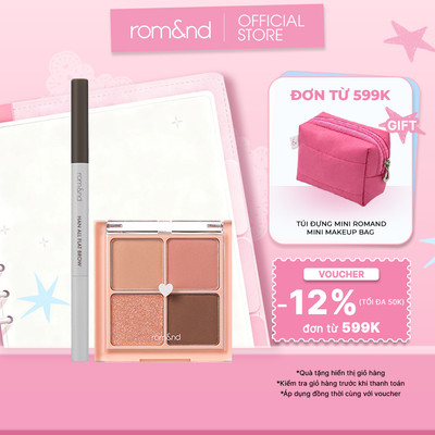 Combo Bảng màu mắt Romand Better Than Eyes 6.5g + Chì kẻ mày Romand Han All Flat Brow - Han All Line 0.17g