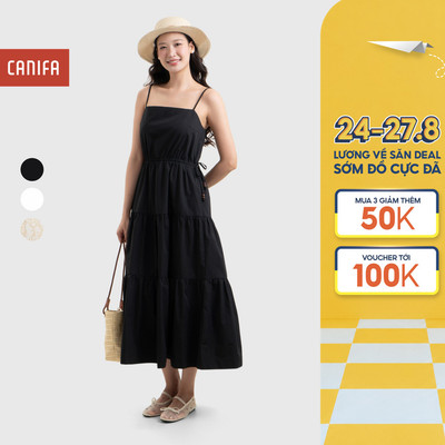 Váy liền nữ CANIFA hai dây nữ dáng suông có dây rút eo 6DS26S001