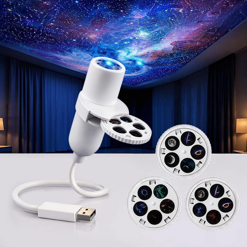 Galaxy Starry Sky Night Light Projector, Plug and Play HD Dynamic 5D Holographic Night Light Project