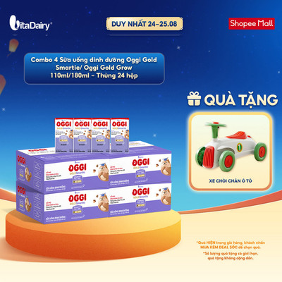 [COMBO 4 THÙNG 24 HỘP] Sữa uống dinh dưỡng Oggi Gold Smartie/Oggi Gold Grow phát triển trí não,chiều cao 110ml/180ml
