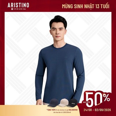 Áo thun nam dài tay ARISTINO phom Regular fit suông nhẹ thoải mái, chát mềm mại, co giãn - ALT012BS0