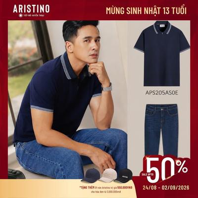 Áo Polo Nam Aristino Cổ Khóa Kéo Tinh Tế Organic Cotton Regular Fit Co Giãn Thoáng Mát APS205AS0E