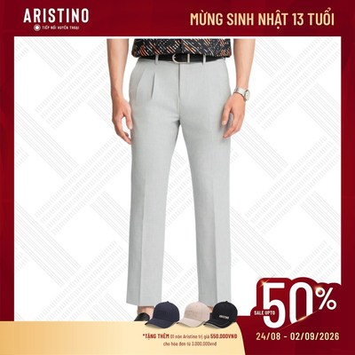 Quần âu nam ARISTINO màu xám dáng hông rộng đáy thấp, cạp thấp ATR0320Z