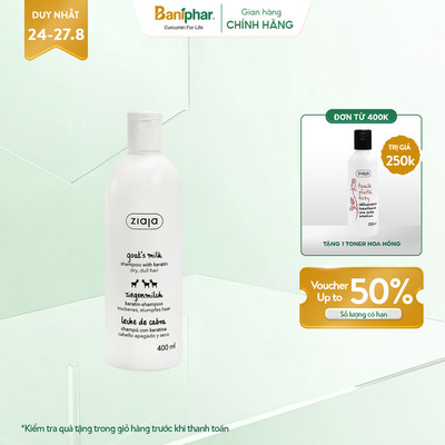 [LS] Dầu gội mềm mượt và chắc khỏe tóc Sữa Dê Ziaja Goat's Milk Shampoo With Keratin 400ml