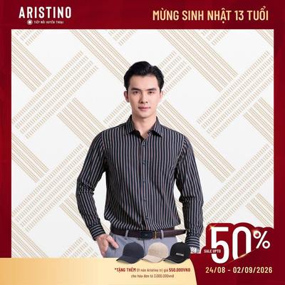 Áo Sơ Mi Kẻ Nam Tay dài Aristino Regular Fit bamboo sợi tre thoáng mát ALS0610S4