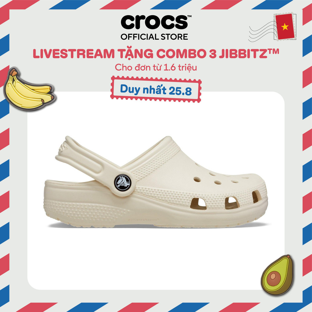 Giày Clog Trẻ Em Crocs Classic - Bone - 206991-2Y2