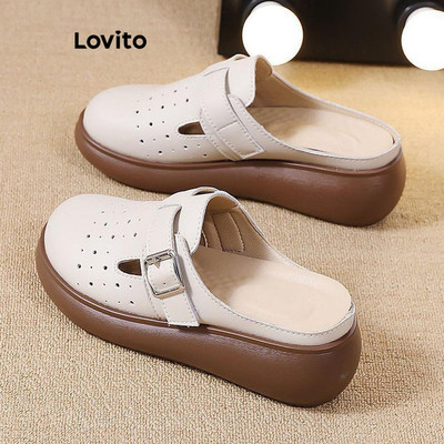 Lovito Sandal Đế Dày Baotou Thoáng Khí Tăng Chiều Cao Kiểu Dáng Hàn Quốc Chất Liệu Lưới Thích Hợp Cho Nữ LFA59269