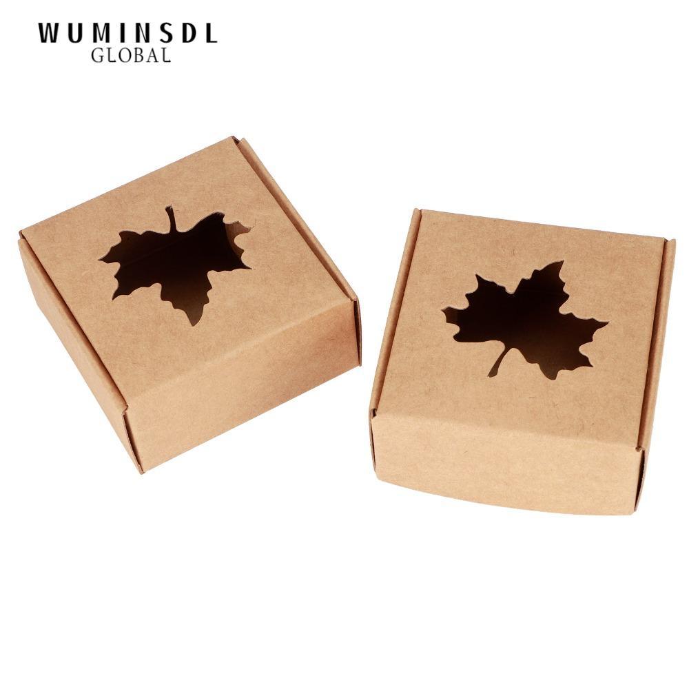 WUMINSDL 50 Hộp Đóng Gói Giấy Kraft, Bảng Giấy Kraft Hộp Quà Giấy Kraft Màu Nâu, Thiết Kế Cắt Lá Pho