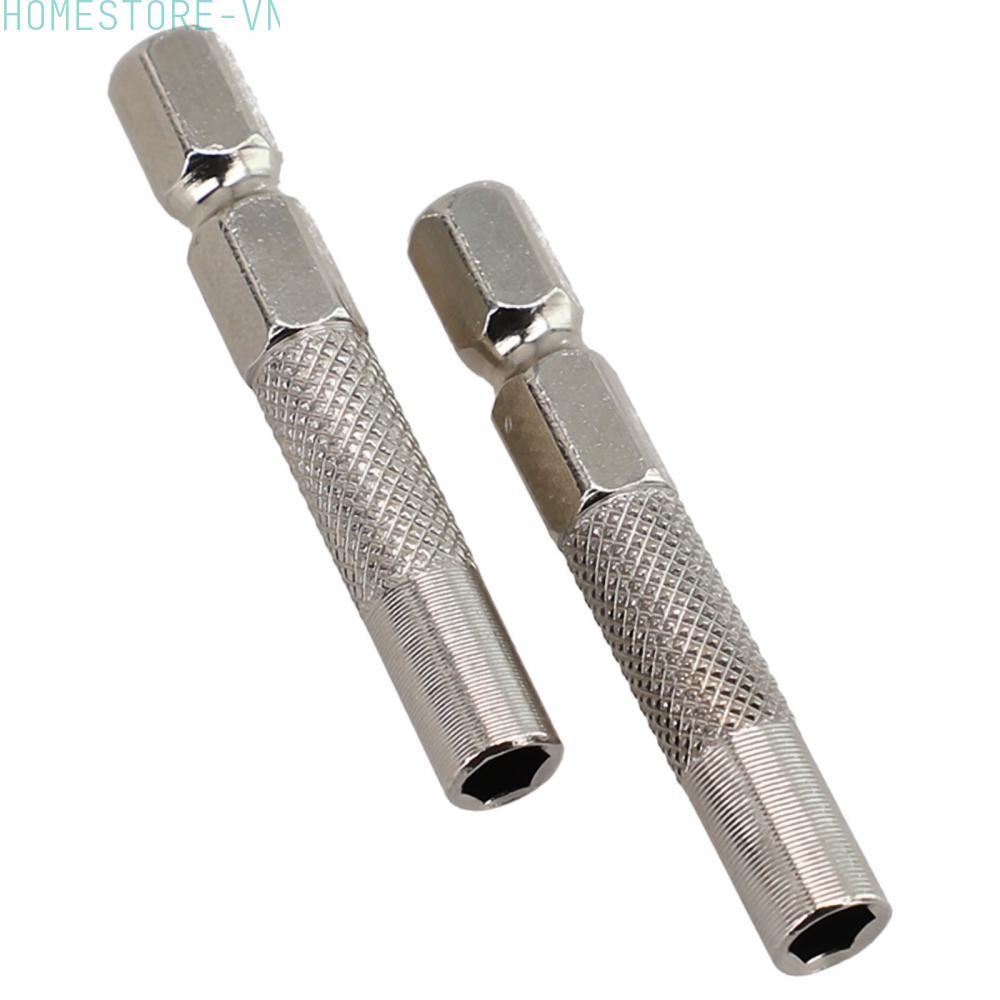 [Homestore]2pcs Silver 6.35mm to 4mm Hex Bit Adapter for 1/4 Inch Screwdriver Compatibility