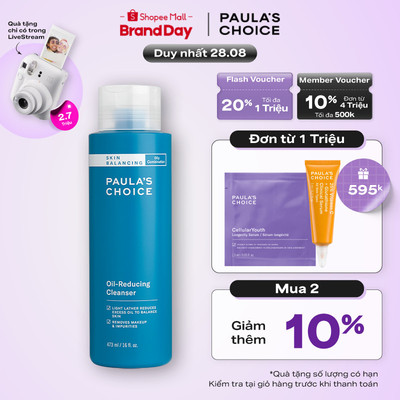 Sữa rửa mặt làm sạch lỗ chân lông và giảm dầu thừa Paula's Choice Skin Balancing Oil-Reducing Cleanser 473ml - 1151