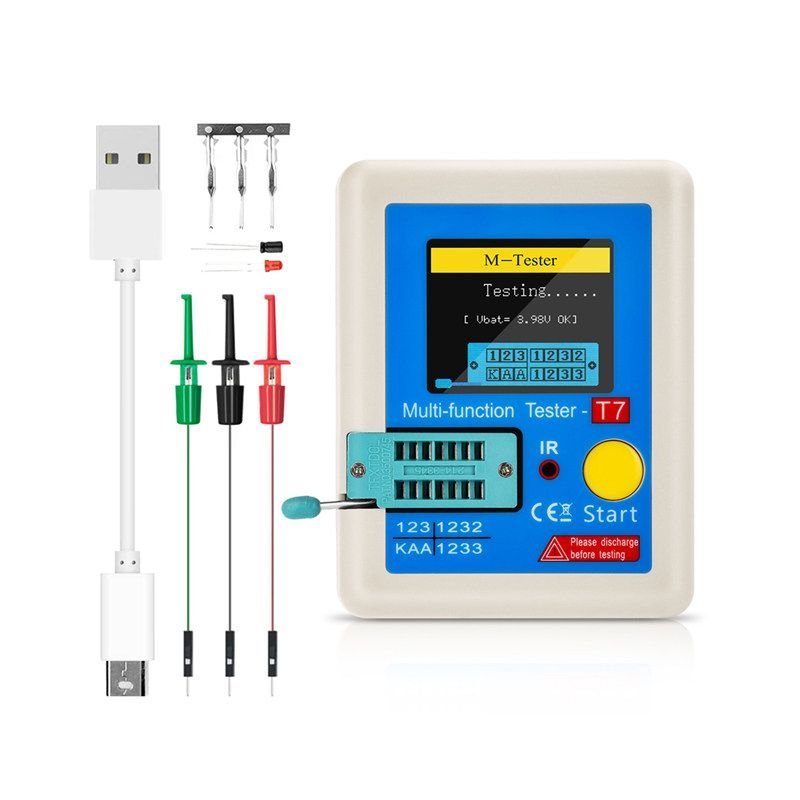 Máy kiểm tra linh kiện LCR-T7, màn hình màu, đo transistor, diode, tụ điện, tốc độ cao