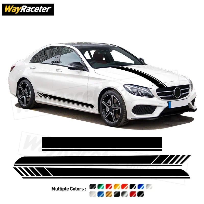 3 Cửa Bên Sọc Miếng Dán Phiên Bản 1 Sợi Carbon Vinyl Cho Xe Mercedes Benz C Class S205 C63 AMG C300 