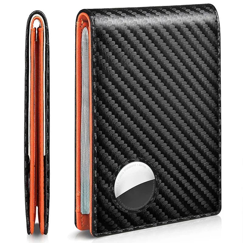 Rfid Carbon Fiber Father Men Airtag Wallets Purse Credit Ca