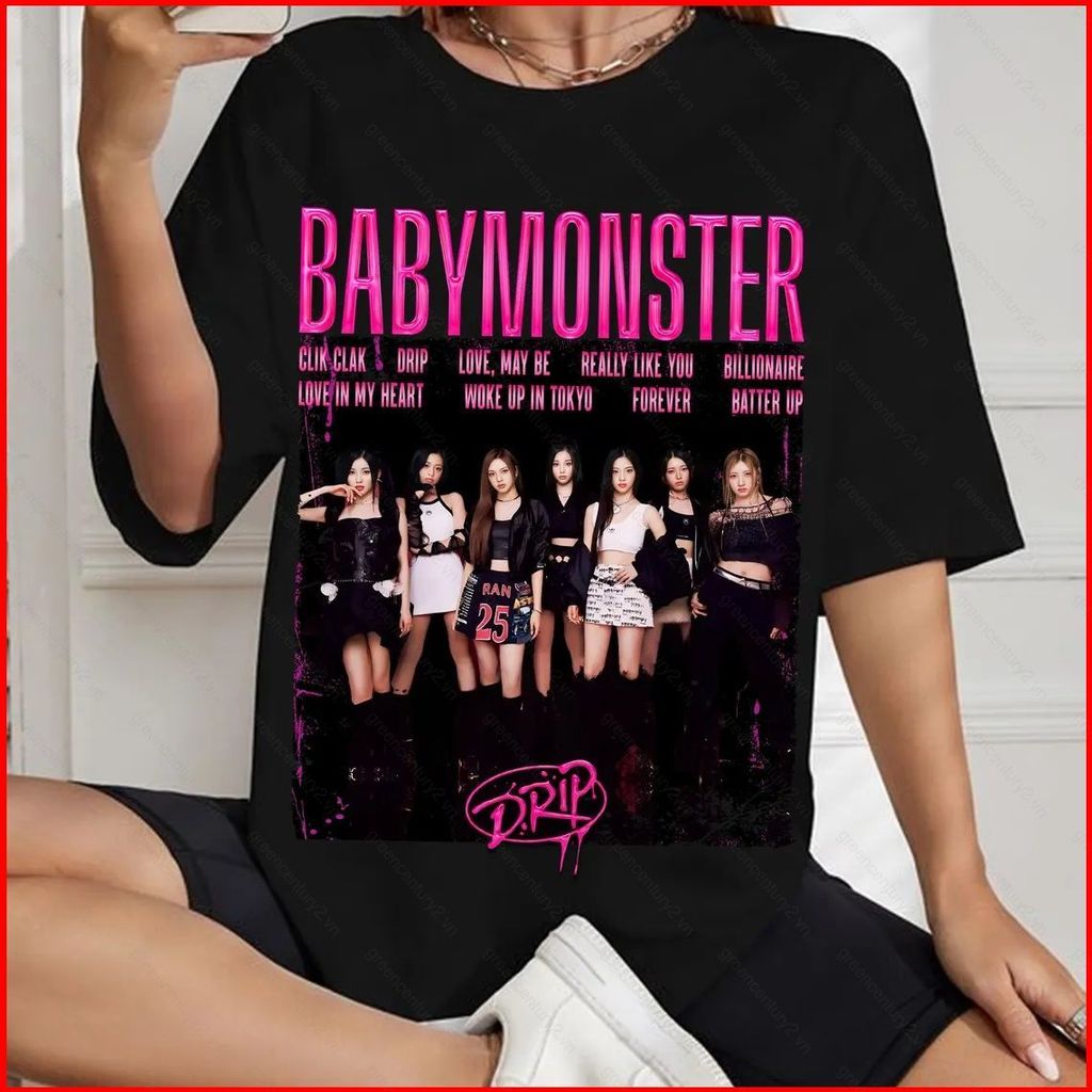 Babymonster Nhỏ Giọt Album Áo Sơ Mi Đồ Họa Kpop Ruka Pharita Rora Asa Ahyeon Tee Áo Thun