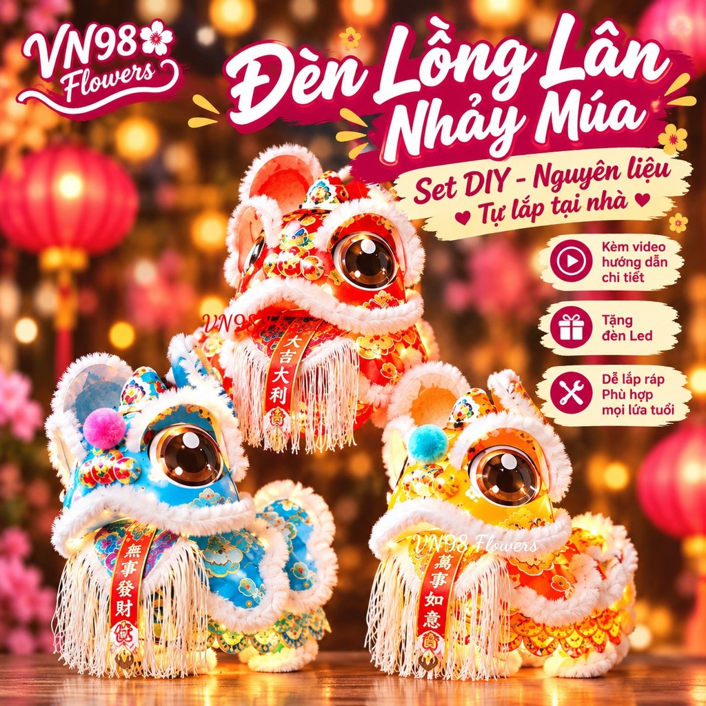 Đèn Lồng Múa Lân Phát Sáng Cầm Tay Handmade - Đồ Chơi Trung Thu Hot Trend 2026…