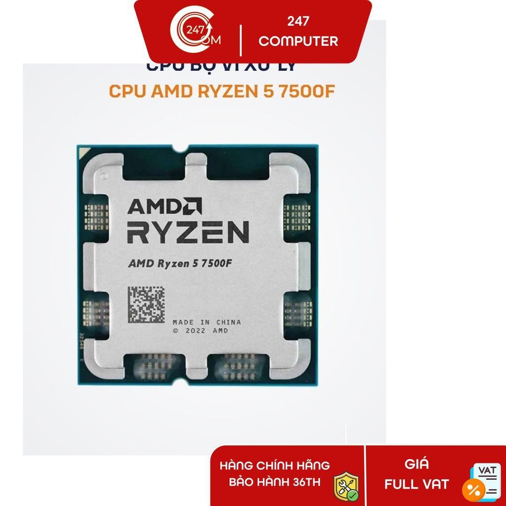 (Full Vat )Chip Vi xử lí lý Cpu Amd Ryzen 5 7500f Tray new